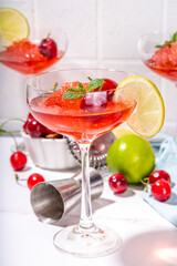 Cherry and lime alcoholic booze cocktail