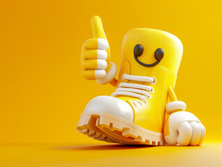 Character shoe thumbs up 3d illustration