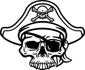 Pirate Hat Skull and Crossbones Cartoon
