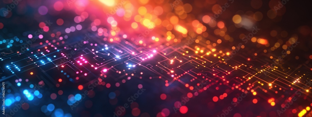Poster vibrant tech grid with glowing points background. concept of connectivity and cyber space.
