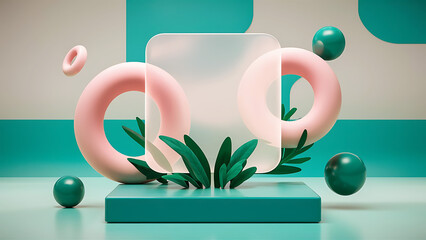 A new modern colorful illustration of creative realistic 3d shaped podium