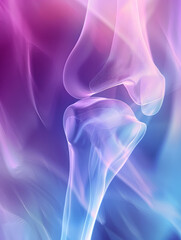 Ethereal abstract bones made as if on X-ray in purple, pink and blue shades with undulating swirls around