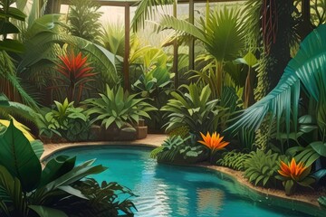 Fototapeta premium pool in tropical garden