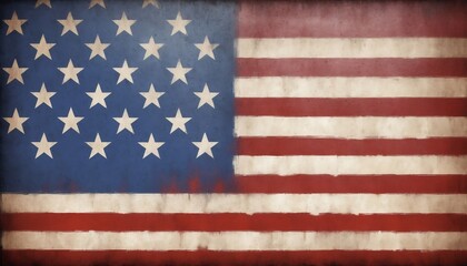 Fototapeta premium an American flag painted on a grunge background, fine art America, vibrant colors illustration created with generative ai 