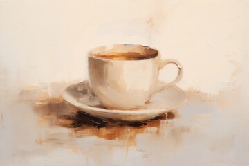 Fototapeta premium Close up on pale Coffee painting coffee saucer.