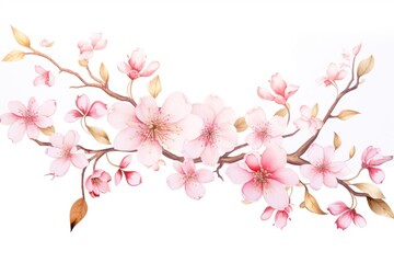 Obraz premium Branch of cherry blossom flower plant white background.