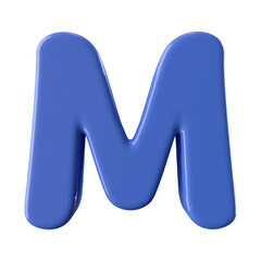 Blue 3D Font Letter M uppercase
