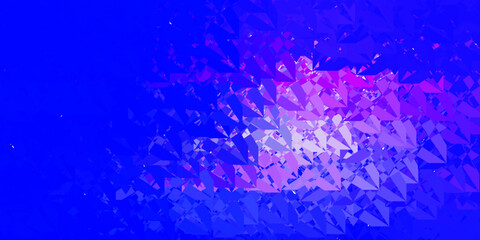 Dark Pink, Blue vector background with polygonal forms.