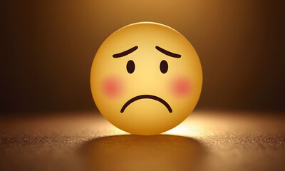 sad yellow emoji face on soft yellow background