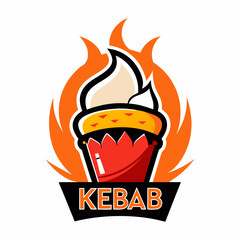 Vector art of a kebab restaurant logo icon illustration 