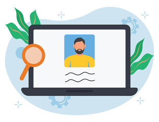 Online man profile search illustrations