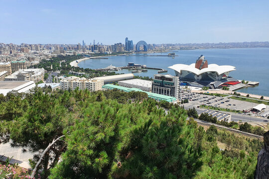 Nice view of the Baku city from the highland park.