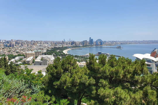 Nice view of the Baku city from the highland park.