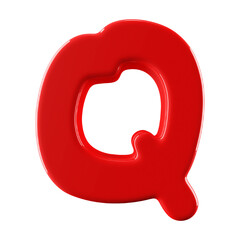 Red 3D Font Letter Q uppercase