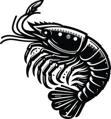 shrimp fish silhouette vector illustration