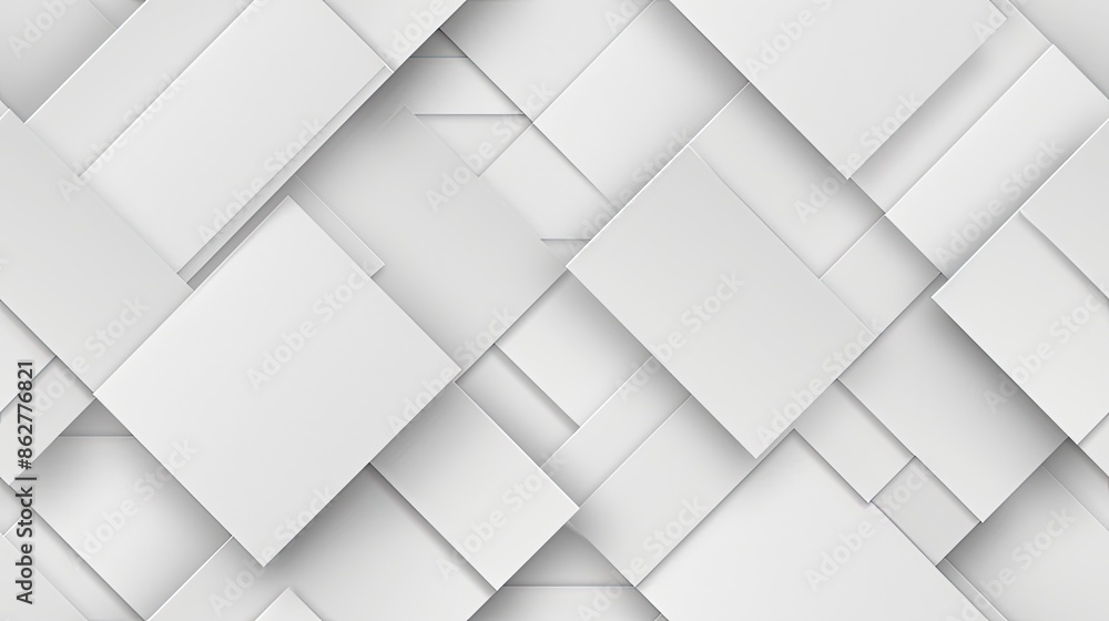 Poster A close-up image of a white geometric pattern with overlapping squares SEAMLESS PATTERN