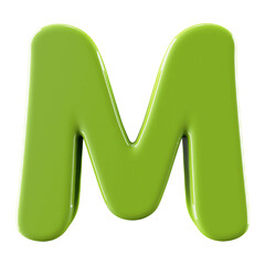 Green 3D Font Letter M uppercase