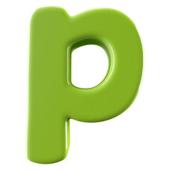 Green 3D Font Letter P uppercase