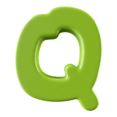 Green 3D Font Letter Q uppercase