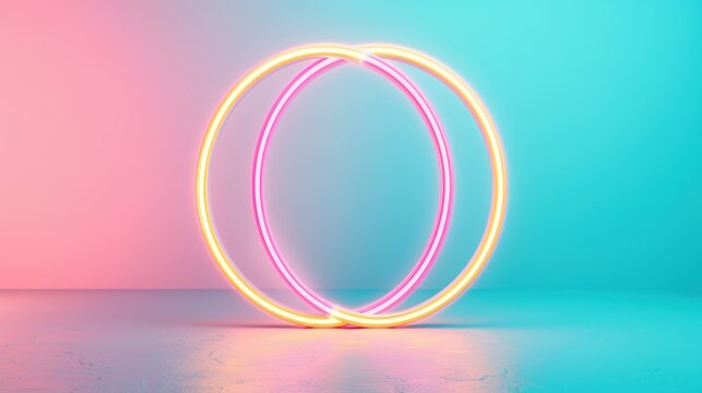 An abstract neon symbol idea glowing in vibrant colors, set against a minimalist backdrop with plenty of copy space. This image evokes a sense of imagination and futuristic thinking.