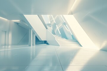 Obraz premium Beautiful minimalistic architectural background banner with expansive windows overlooking a serene landscape