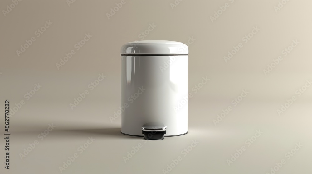 Poster a modern waste bin with a minimal design and a simple background, suitable for any room.