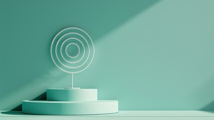 Obraz premium An abstract representation of a target in shades of green, set against a minimalist backdrop. The image conveys a sense of purpose and direction.