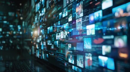 Computer displaying medical research data, including images of doctors and patients, and various charts and graphs