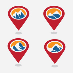 set of mountain icons maps pointer good for logo, symbol and graphic design