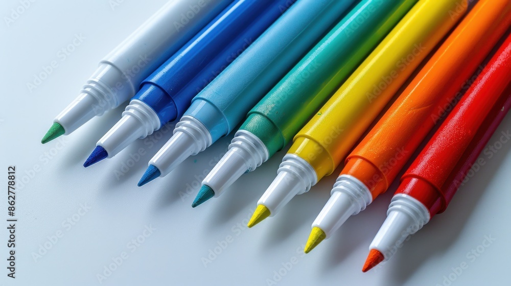 Poster minimal whiteboard markers displayed on a plain background, showcasing their streamlined form and vi