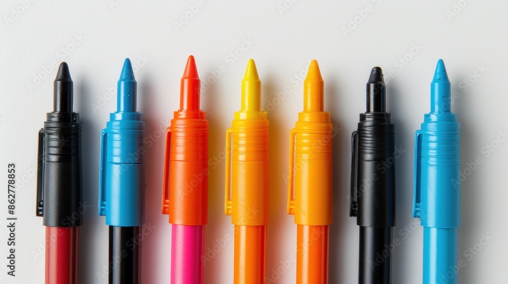 Poster minimal whiteboard markers displayed on a plain background, showcasing their streamlined form and vi