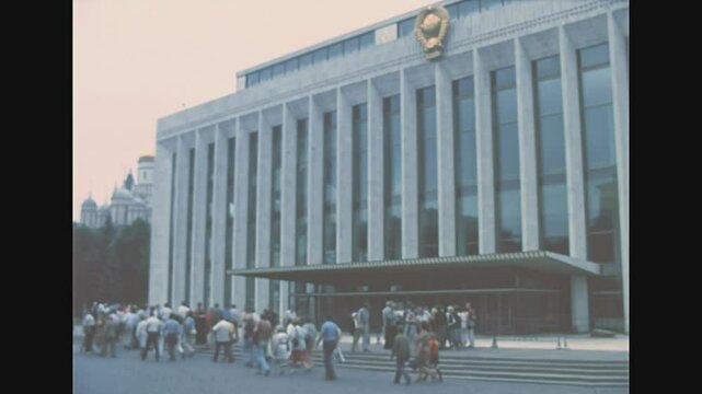 Moscow, Russia - 1985: State Kremlin Palace of Moscow. It is the Kremlin Palace of Congresses. Archival of Russia in the 1980s.
