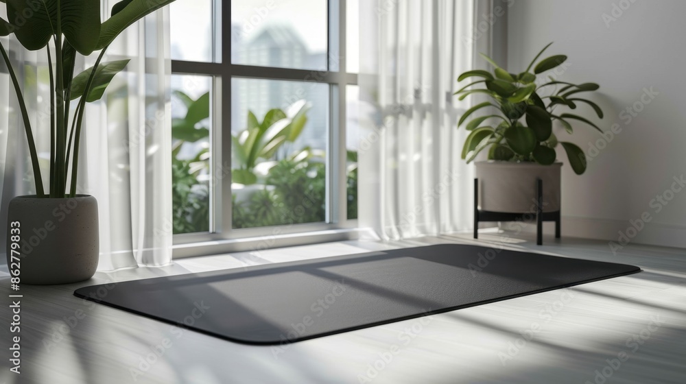 Poster minimalist standing mat against a clean background, showcasing its streamlined design and supportive