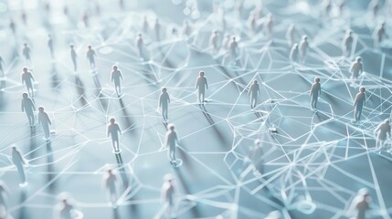 Global business communication, crowd of people connected by network lines