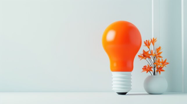 A sleek orange idea symbol on a plain, minimal background, offering plenty of copy space for personalization.