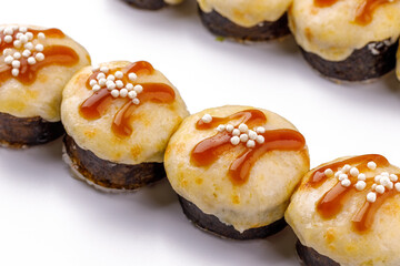baked appetizing rolls on a white background
