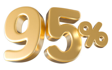 95 Percent Off Sale Gold Number 3D Render