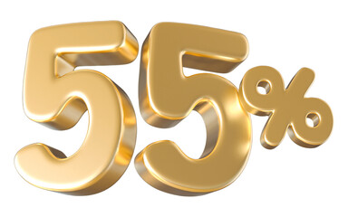 55 Percent Off Sale Gold Number 3D Render