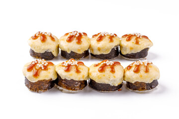 baked appetizing rolls on a white background 1
