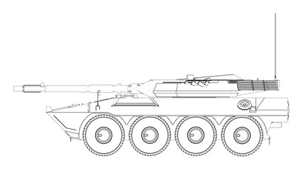 Army tank illustration isolated on white background