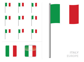 Fototapeta premium Italy Flag Country Waving Animation App Icon Vector