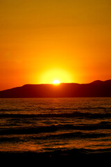 Obraz premium 18 June 2024 Selcuk Izmir Turkey . Pamucak Beach at sunset