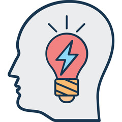 Brain Power Icon Colored Outline Icon

