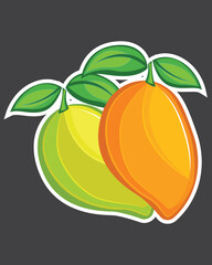 illustration of a green and orange mango