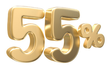 55 Percent Off Sale Gold Number 3D Render