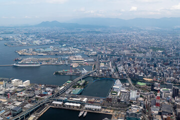 福岡市上空からの眺め