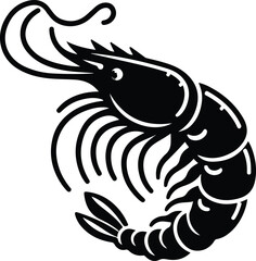 shrimp fish silhouette vector illustration