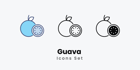 Guava icons vector set stock illustration 