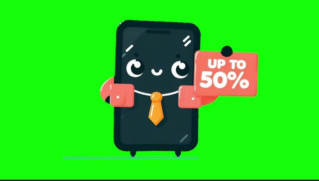 Cute Black Friday Sales Character Pop-Up Animation on Green Screen