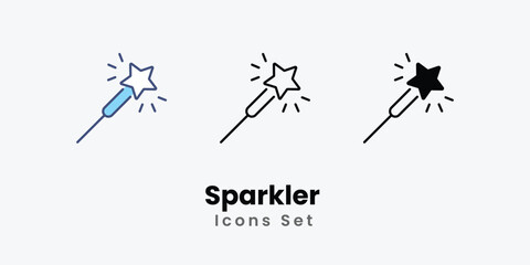 Sparkler icons vector set stock illustration 
